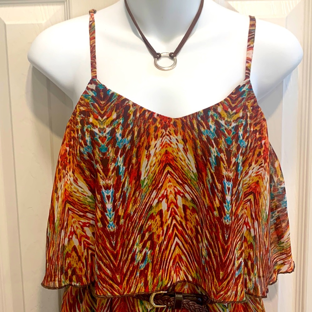 Maxi Dress, two tiered, multi color - Picture 3 of 5